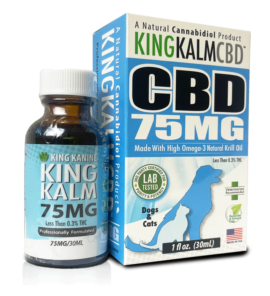 30ml of 75mg CBD Oil for Small Pets. KING KALM™ CBD oil for pets is made from the highest-quality Broad Spectrum CBD oil and suspended with the extremely beneficial krill oil.